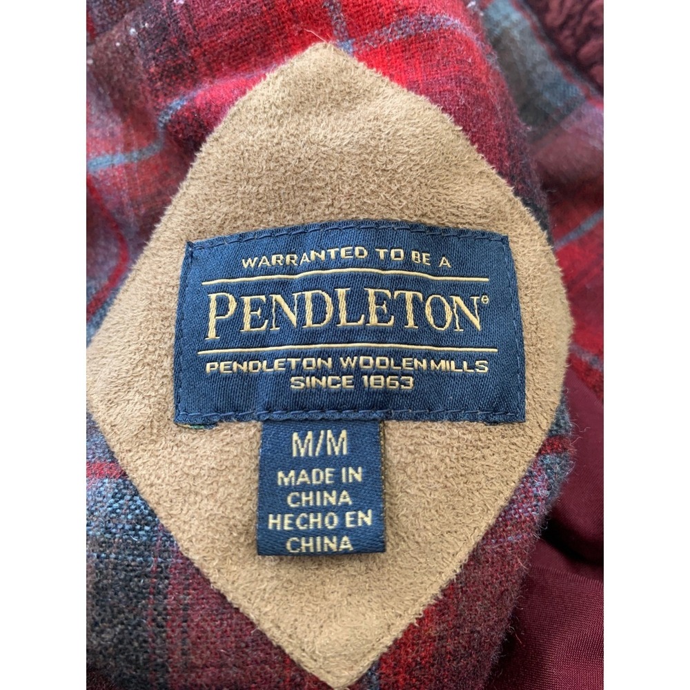 Pendleton Womens Burgundy Sherpa Fleece Full Zip Plaid Trim Jacket P1558 Size M - Picture 3 of 8
